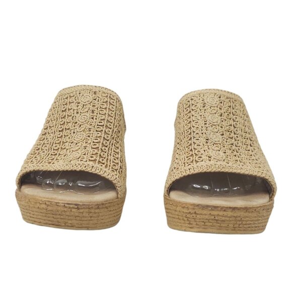 Sbicca Platform Wedge Slide Sandal 10 Espadrille Casual Slip On Tan Natural - Picture 3 of 16